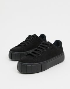 Черные кроссовки на плоской платформе со шнуровкой Schuh Mavis-Черный