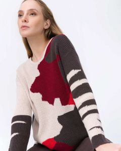 Пуловер, р. 46, цвет красный/бежевый