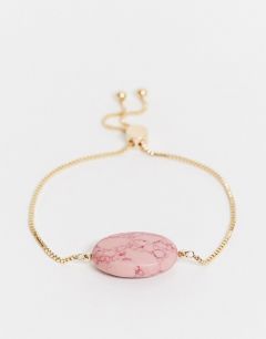 Золотистый браслет с розовым камнем ASOS DESIGN-Золотой