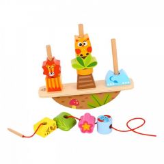 Деревянная игрушка Tooky Toy Развивающая игра-баланс Животные со шнуровкой