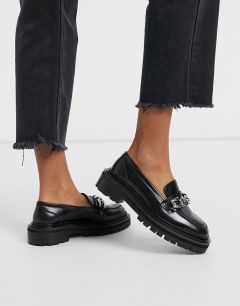 Черные кожаные туфли на массивной подошве ASOS DESIGN-Черный