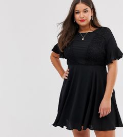 Платье с кружевной вставкой Lovedrobe-Черный