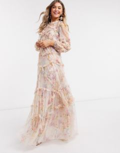 Платье макси с цветочным принтом Needle & Thread-Мульти