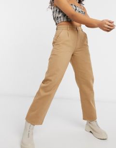 Бежевые джинсы в винтажном стиле из денима с завышенной талией Minga London-Бежевый