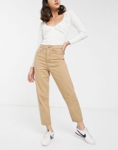 Бежевые джинсы в винтажном стиле с завышенной талией FAE-Коричневый
