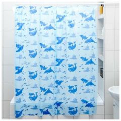 Штора для ванной комнаты «Дельфины», 180×180 см, полиэтилен, цвет голубой