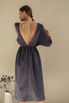 Платье Черешня с открытой спиной чернильного цвета (44-46)