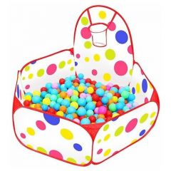 Сухой бассейн с шариками и баскетбольным кольцом, палатка - манеж с мячиками для малышей в подарок