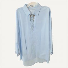 Школьная блуза, размер 164, голубой