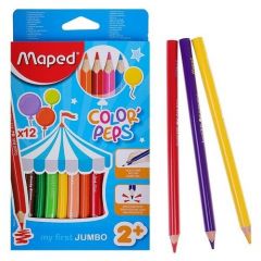 Maped Карандаши трёхгранные, 12 цветов, Maped Color Peps Maxi, утолщённые, европодвес
