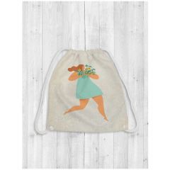JoyArty Рюкзак-мешок Девушка в платье с букетом bpa_213176, бежевый