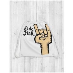 JoyArty Рюкзак-мешок Нарисованный жест рок звезды bpa_51680, белый/бежевый/черный