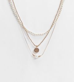 Эксклюзивное золотистое ярусное ожерелье с бусинами Accessorize-Золотой