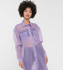 Фиолетовая oversize-рубашка из органзы Monki-Фиолетовый