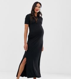 Черное платье-футболка макси New Look Maternity-Черный