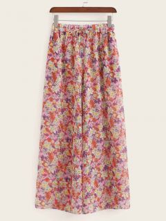 Широкие шифоновые брюки с цветочным принтом