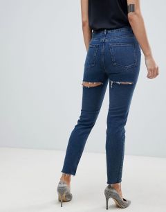 Узкие рваные джинсы в винтажном стиле из переработанных материалов с завышенной талией ASOS DESIGN Farleigh - dark london blue-Синий