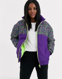Дутое пальто с принтом в стиле 90-х Brave Soul-Фиолетовый