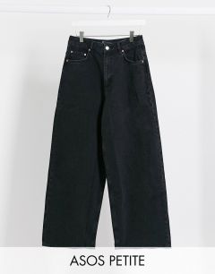 Черные свободные джинсы в винтажном стиле с завышенной талией ASOS DESIGN Petite-Черный
