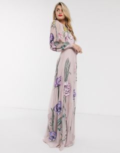 Oversize-платье макси с вырезом на спине и цветочной вышивкой ASOS EDITION-Розовый