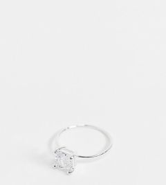 Серебряное кольцо с квадратным камнем ASOS DESIGN-Серебристый