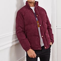 Утепленная мужская вельветовая куртка с пуговицами на молнии