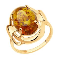 Кольцо SOKOLOV из золота с янтарём