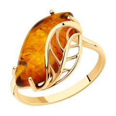 Кольцо SOKOLOV из золота с янтарём