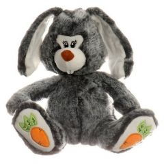Мягкая игрушка «Кролик с морковками», цвет серый