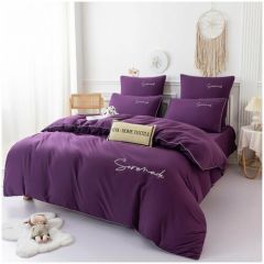 Комплект постельного белья Однотонный Сатин Вышивка на резинке CHR027 2-спальное