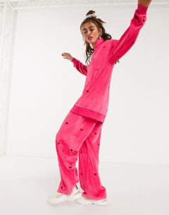 Велюровые спортивные штаны от комплекта прямого кроя с вышитыми сердцами Lazy Oaf-Розовый