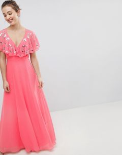 Платье макси с запахом и расклешенными рукавами ASOS DESIGN-Розовый