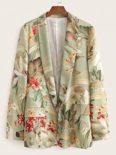 Пиджак с шалевым воротником и цветочным принтом