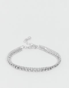 Серебристый браслет-цепочка с кристаллами ASOS DESIGN-Серебряный