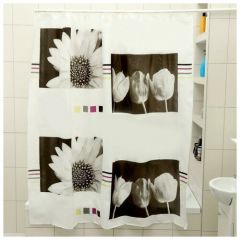 Штора для ванной Доляна Белые цветы 180х180 см180х180 см, белые цветы