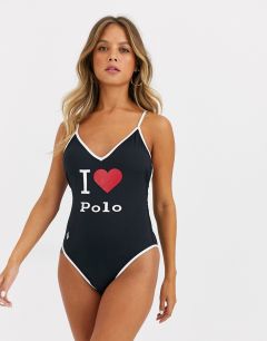 Слитный купальник Polo Ralph Lauren-Черный