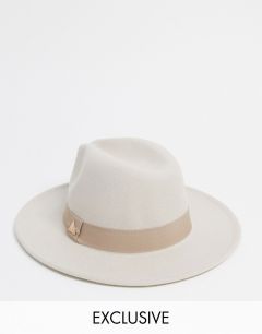 Эксклюзивная шляпа-федора в оттенке экрю My Accessories London-Белый