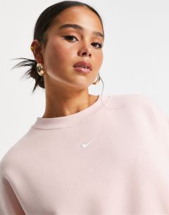 Укороченный флисовый свитшот светло-кораллового цвета Nike-Розовый цвет