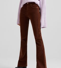 Узкие вельветовые брюки коричневого цвета Bershka Petite-Коричневый цвет