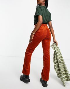 Оранжевые расклешенные брюки из вельвета и органического хлопка Monki-Красный