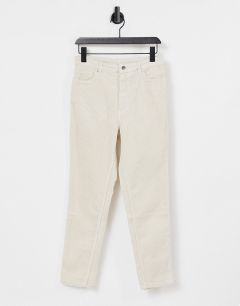 Узкие вельветовые брюки из хлопка бежевого цвета Monki Kimmy-Нейтральный