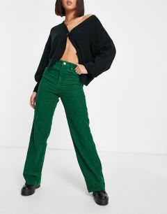 Зеленые вельветовые брюки в винтажном стиле Stradivarius-Зеленый цвет