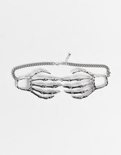 Ожерелье-чокер с дизайном в виде рук скелета ASOS DESIGN-Серебряный