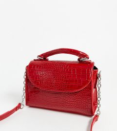 Эксклюзивная красная лакированная сумка через плечо с эффектом крокодиловой кожи My Accessories London-Красный
