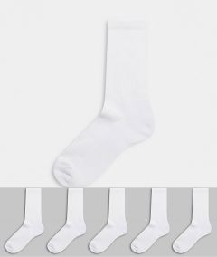 Набор из 5 пар толстых носков с махровой подошвой белого цвета ASOS DESIGN-Белый