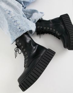 Черные ботинки-криперы на массивной подошве Lamoda-Черный цвет