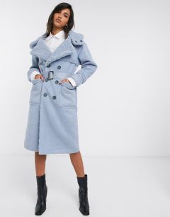 Двустороннее пальто из искусственного меха Urbancode-Синий