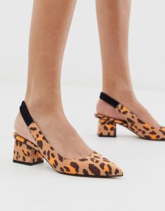 Туфли на среднем каблуке с леопардовым принтом и ремешком через пятку ASOS DESIGN Serve-Мульти