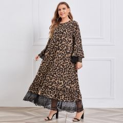 Пуговица Леопардовый Скромный Платья размер плюс