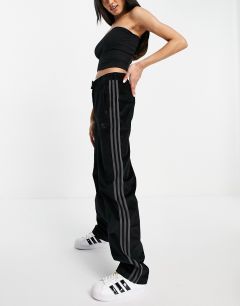 Черные широкие вельветовые брюки с завышенной талией adidas Originals Comfy Cords-Черный